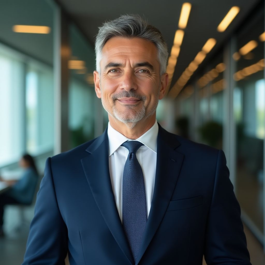 Retrato de Martín López, cliente corporativo satisfecho